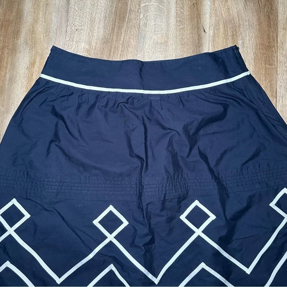 Loft Abstract Zig Zag Navy A-Line Skirt Size 6 - Picture 2 of 10